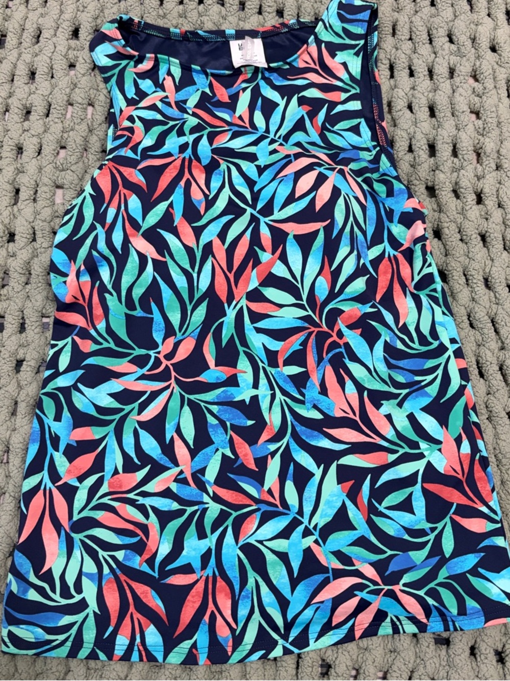 NWT Lands’ End Tropical Leaf Tank Dress in Navy, Teal & Coral size 8
